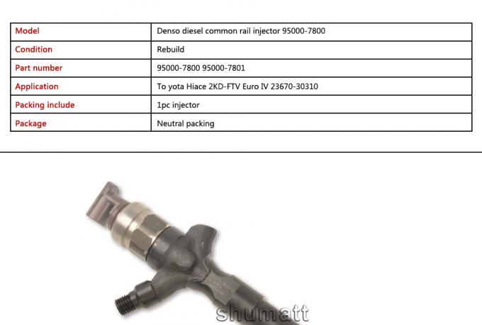Recon Denso Common Rail Fuel Injector 095000-7800 23670-30310 suit TOYOTA 2KD