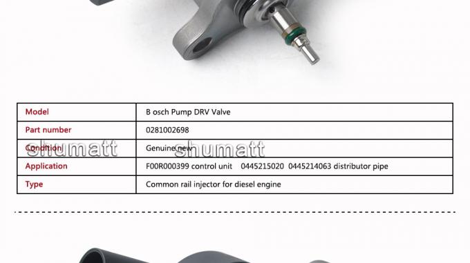 Genuine Bosch Fuel Pump Parts DRV Valve 0281002698 for 0445215020 0445214063