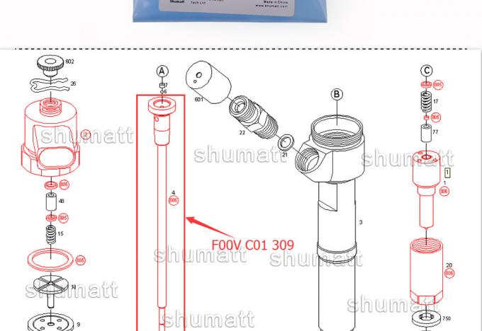 A+ new Shumatt Injector Control Valve Set F00VC01309 for 0445110054 / 0445110055 injector