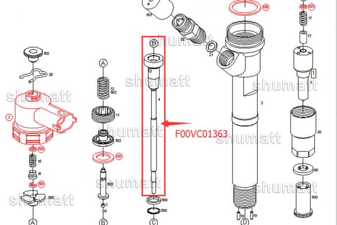 Genuine Injector Control Valve Set F00VC01363 for 0445110304 0445110317 0445110348 Injection