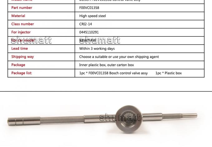 OEM new Bosch Injector Control Valve Set F00VC01358 for 0445110291 BAWFAW Injection Parts