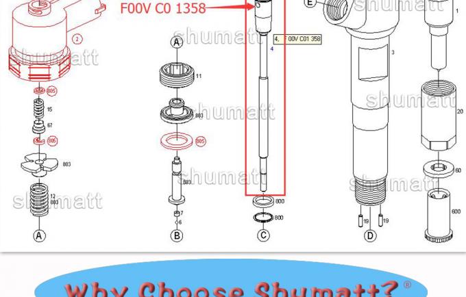 OEM new Injector Control Valve Set F00VC01358 for 0445110291/359/359 injector